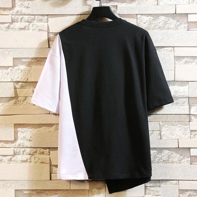 Футболка мужская оверсайз в стиле хип хоп повседневная тенниска на молнии крутая