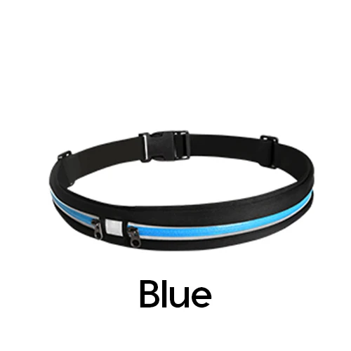 Blue Sports Running Belt Slim Waist Pocket Belt Outdoor Dual Pouch 2 Pockets Sweatproof Reflective Waist Pack Fitness Workout Bag - Цвет: Blue