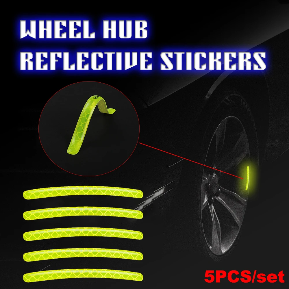 

5PCS New 3D Auto Emblem Styling Reflective Wheel Hub Eyebrow Decoration Sticker Car Motorcycle For Tesla Model S X Model Y 3