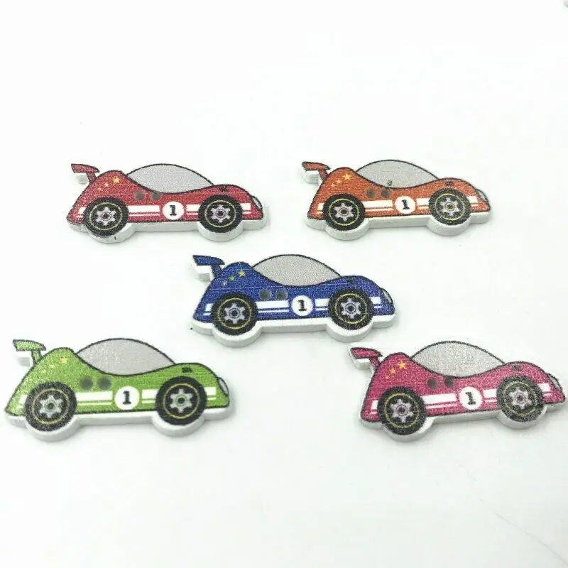 DIY 100 шт мультфильм в форме гоночного автомобиля деревянные пуговицы для шитья