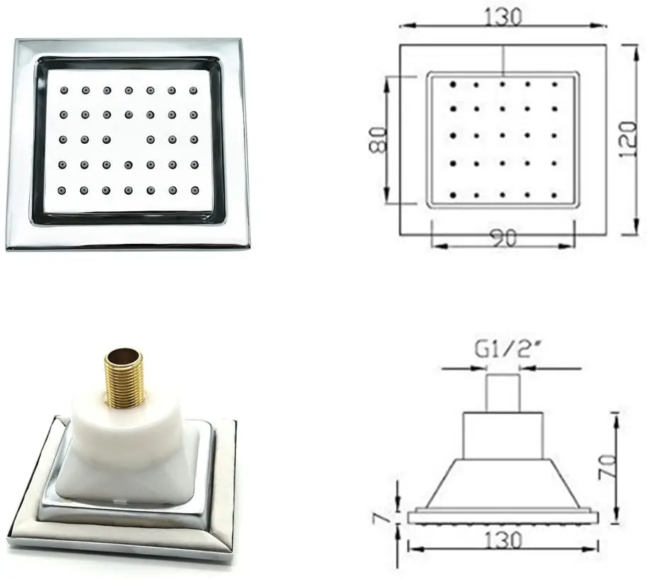 Роскошные Настенные латунные квадратные массажные насадки для душа спрей спа
