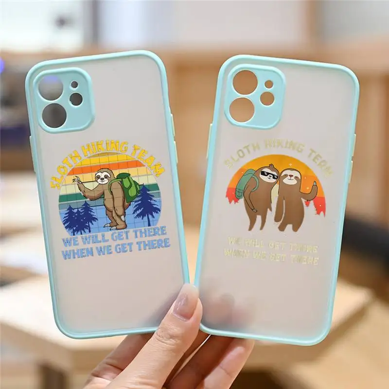

Travel sloth animal cartoon Phone Case matte transparent For iphone 7 8 11 12 13 plus mini x xs xr pro max cover