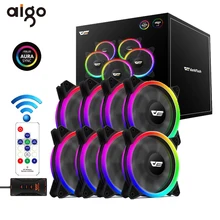 Aigo DR12 Pro Чехол для компьютера ПК Вентилятор RGB регулируемый светодиодный вентилятор Скорость вращения 120 мм тихий пульт AURA синхронизирующий компьютер охлаждающий RGB чехол вентиляторы