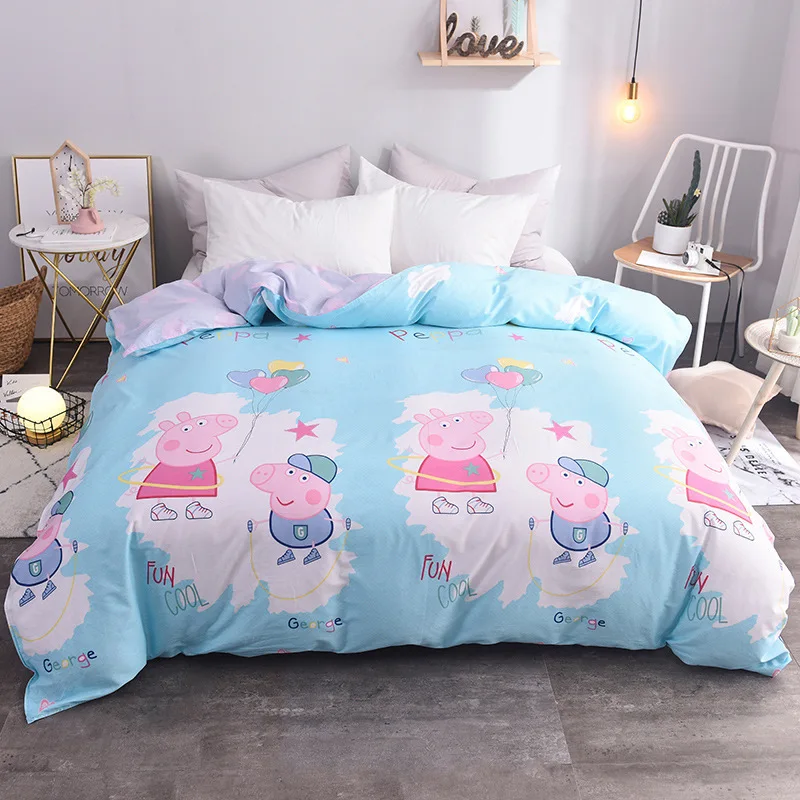 Piglet blue Девочки розовый синий пододеяльник один пододеяльник из хлопка 1,5 м 1,8 м постельные принадлежности набор 200x230cn постельные принадлежности сумка студенческий набор постельного белья - Цвет: Piglet blue