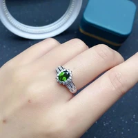 0 7ct 5mm7mm natural chrome diopside ring for party solid 925 silver diopside jewelry brithday gift for woman