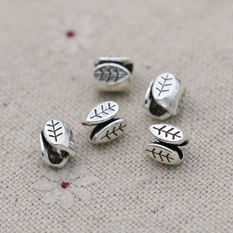 30 шт./лот античные посеребренные бусины в форме листа для изготовления ювелирных