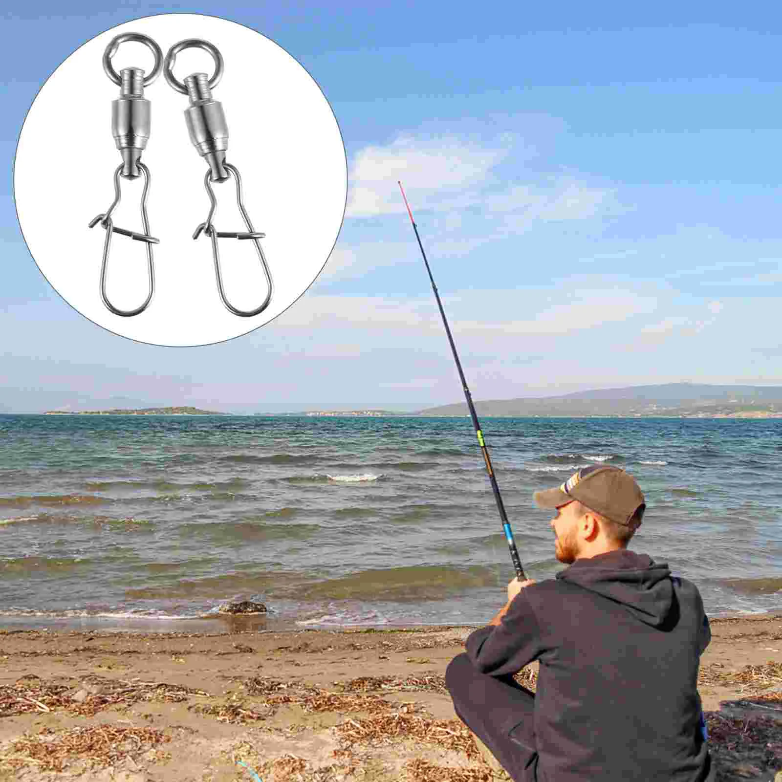 

20pcs Stainless Steel Fishing Tackle Fishhooks Connector Fishing Rolling Swivels