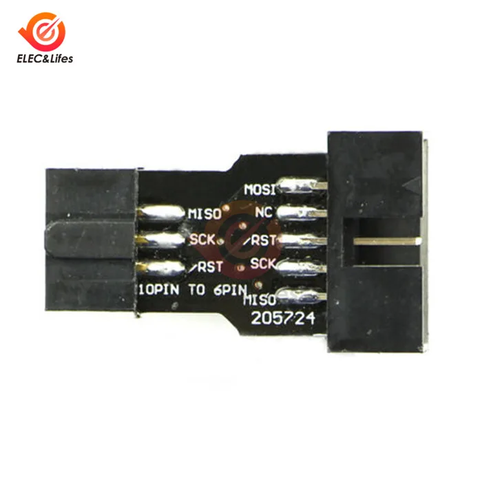 10 Pin до 6 Pin плата адаптера контактный разъем для AVRISP MKII USBASP STK500 AVR ISP плата преобразователя 10 Pin до 6 Pin черный/синий - Цвет: Black