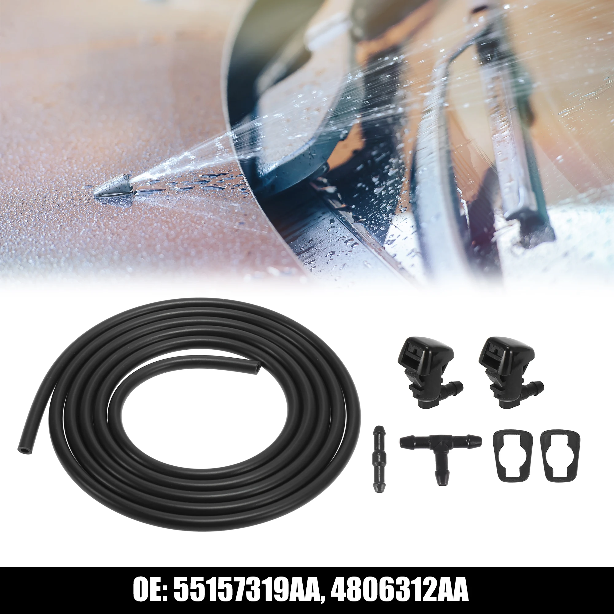 

Комплект для мойки лобового стекла X Autohaux, комплект сопел для Jeep Commander, 2,2 метров, шланг для мойки лобового стекла с разъемами 55157319AA