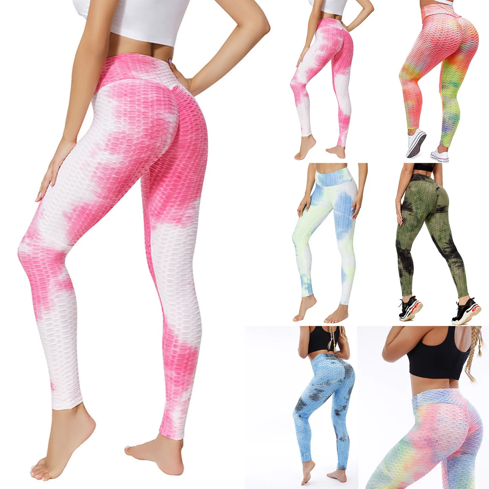 

Women Ink Jacquard Tie-Dye Yoga Pants High Waist Hip Butt Lifting Pant Stretch Fitness Sports Leggings Female Sport Trousers A20