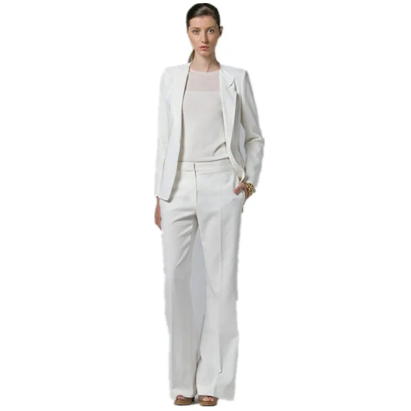 

Office Uniform Designs Women Office Lady Suit Lady Uniform Custom Made Women Suits Blazer Suit Set One Button White Trouser Suit