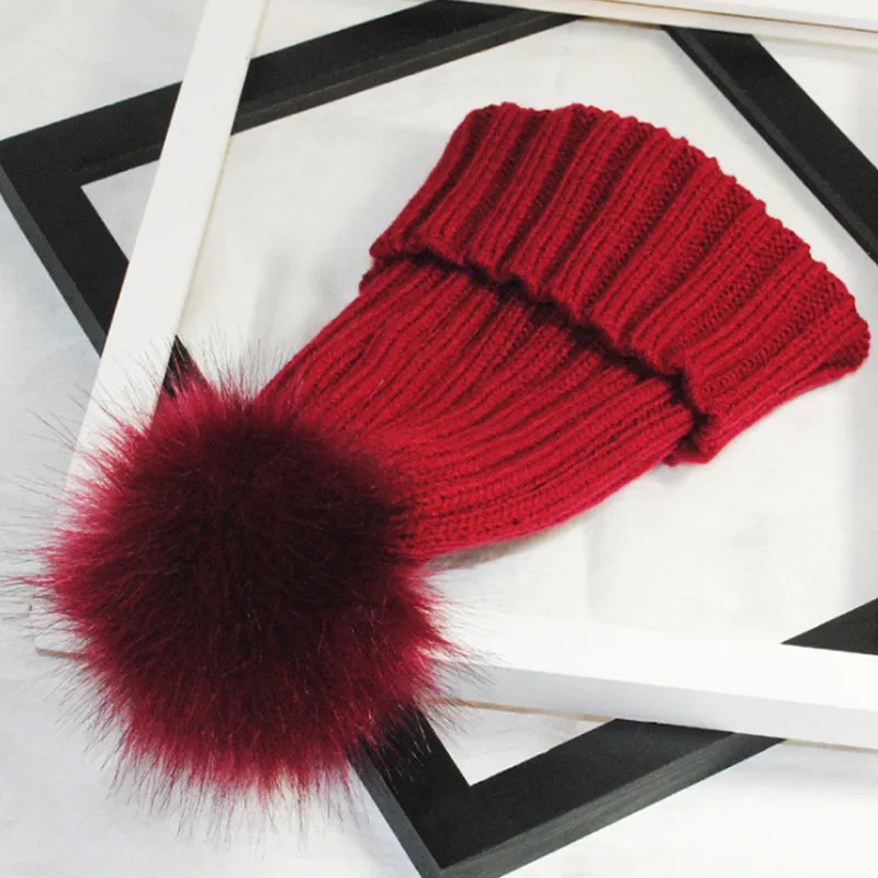 

Модная женская шапочка с помпоном из искусственного меха зимняя шапочка вязаная теплые шапки LL @ 17