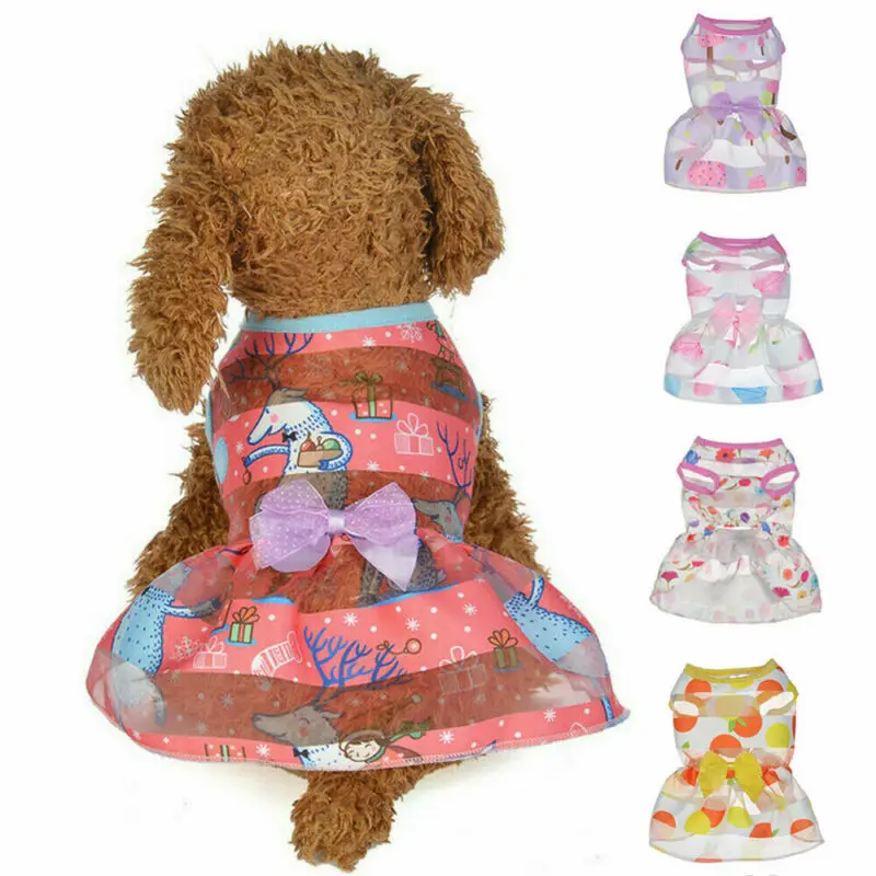 Платье принцессы для собак 5 цветов Милая юбка щенков одежда маленьких и средних