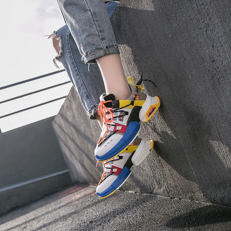 Женские кроссовки для бега 2019 всесезонные Дышащие Модные на платформе легкая