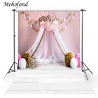 Фон для фотосъемки Mehofond Розовая Принцесса Палатка в горошек белый деревянный пол девушка день рождения торт разбивать фон для фотостудии