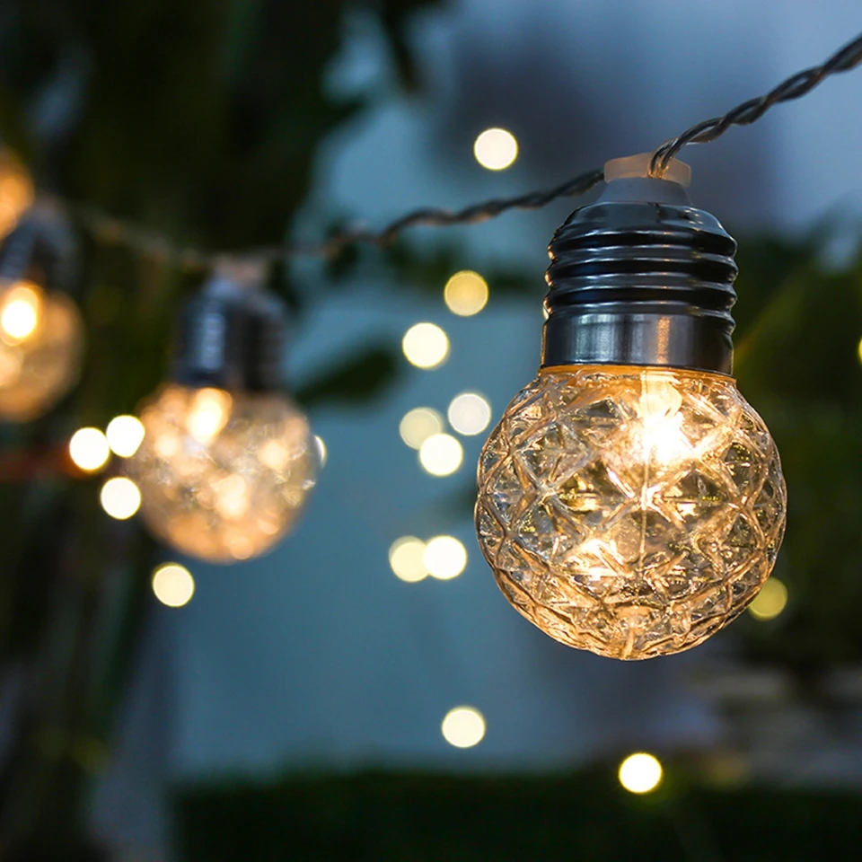 

2020 New Arrival Solar Pineapple String Light Bulb Round Ball Light Outdoor Garden Light 3.8m 10leds/6m 20leds Hanging Lights
