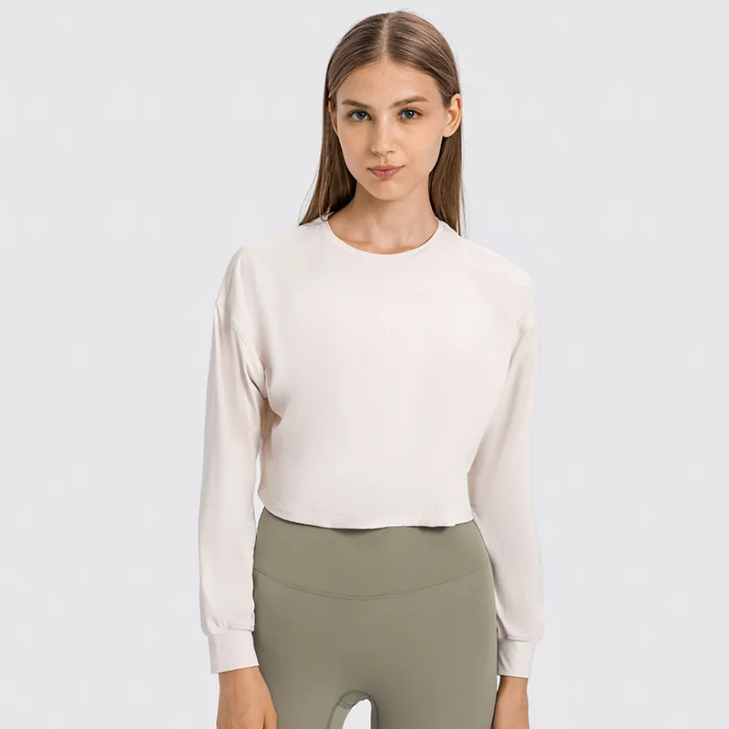 

Autumn and Winter New Women's Shirt Yoga Crop Top Breathable Quick Dry Fitness Sport Top Shirt Long Sleeve Jacquard Gym Clothing