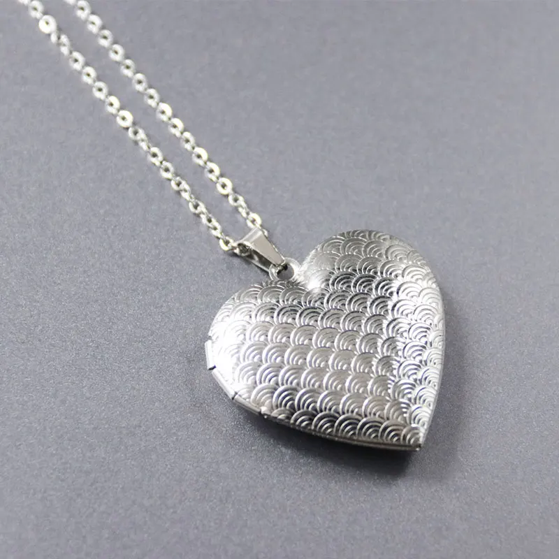 wifi heart 1 шт. резной дизайн круглый кулон-фоторамка ожерелье из нержавеющей стали медальон с подвесками Ожерелье s для женщин и мужчин модные памятные ювелирные изделия - Окраска металла: wifi heart