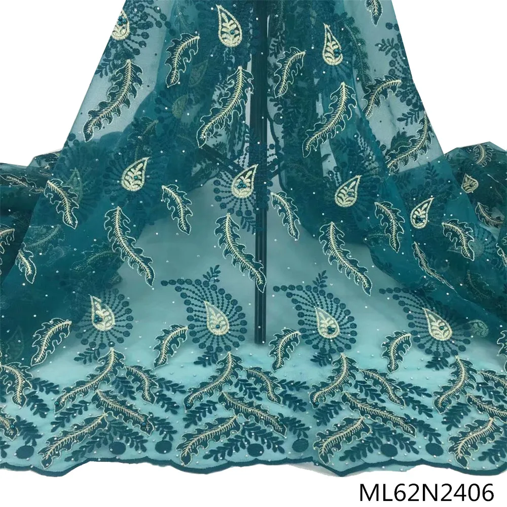

BEAUTIFICAL nigerian laces cheaper beads and stone french embroidery net lace tissu tulle ML62N24