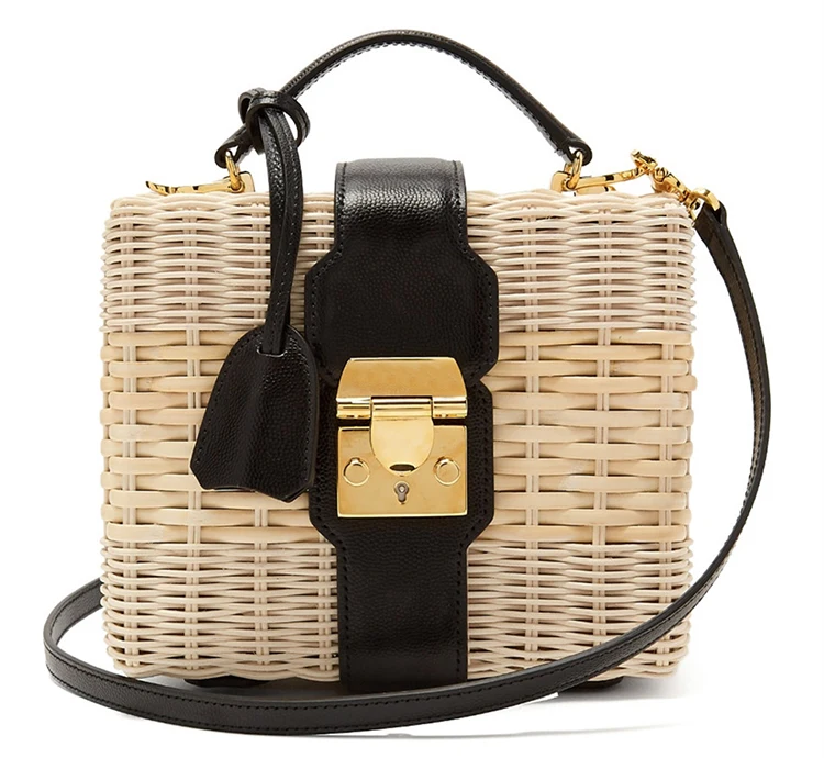 

Holiday Straw Woven Bag Crossbody Woven Bag Female Beach Small Fresh Square Bag Box Rattan Bag 2021 Spring and Summer New