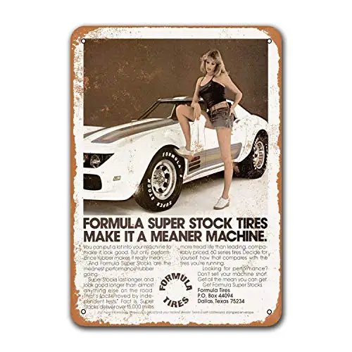 

Home Wall Decor Coffee Club Office Game Room 1976 Formula Tires Old Car Tin Sign Vintage Metal Bar Poster Man Cave Garage 8x12