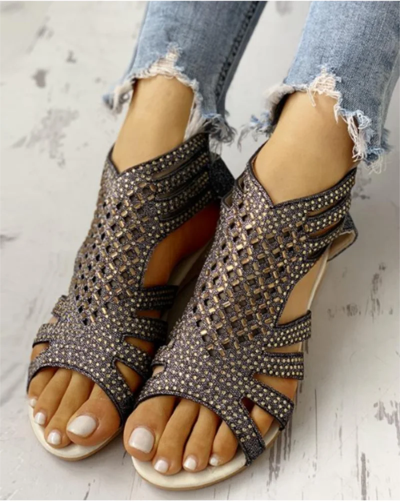 Открытые сандалии с пряжками 2020 летний Лидер продаж Bling со стразами открытым