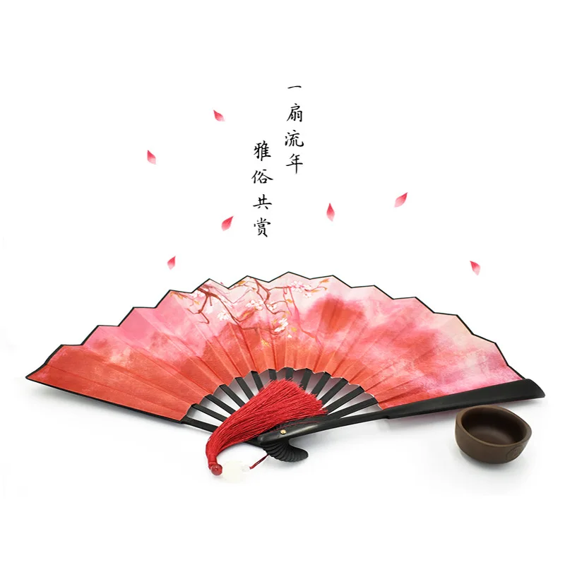 Ancient Style Series Folding Hand Held Fan Female Dance Hanfu Costume With Nine Tailed Fox Chinese Straight | Дом и сад