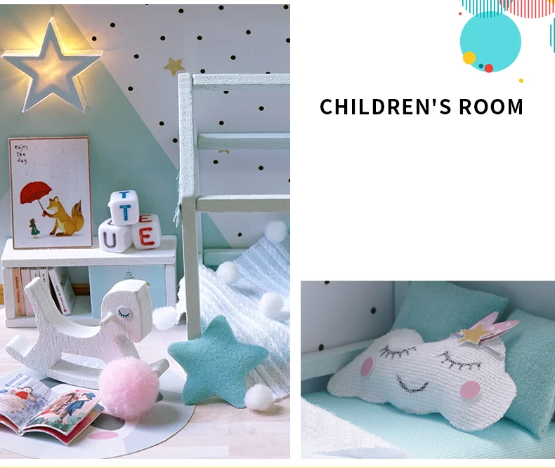 CUTEBEE DIY Кукольный дом деревянные кукольные домики миниатюрный кукольный домик мебель комплект с музыкой светодиодные игрушки для детей подарок на день рождения L026