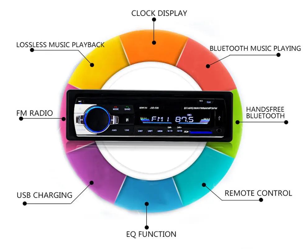 JSD-520 12 в Bluetooth Автомобильный mp3 плеер FM Радио стерео приемник в тире MMC WMA аудио 1 Din Авто мультимедиа