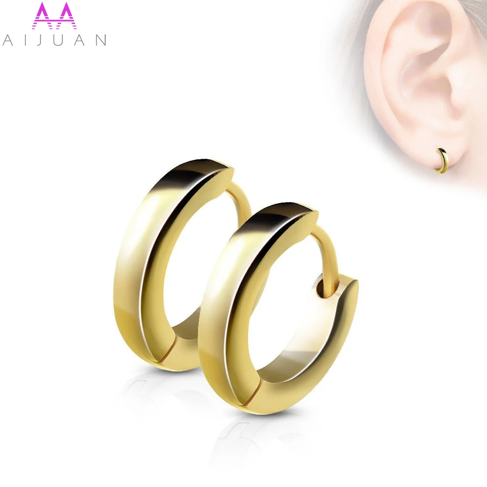 Маленькие серьги кольца для женщин и мужчин розовое золото серебро черный мини