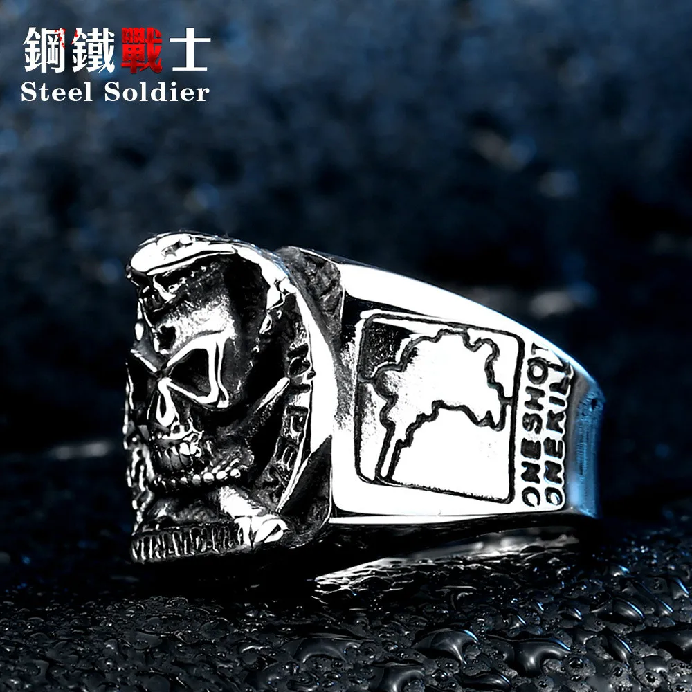 Мужское кольцо из титановой стали армии США снайперское армейское Кольцо Череп