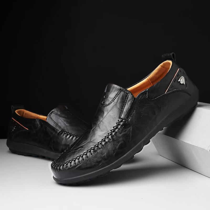 DM72 Designer Handmade Genuine Leather Men Casual Shoes Luxury Brand 2020 Loafers Moccasins Winter Slip on Black Formal Shoe | Обувь