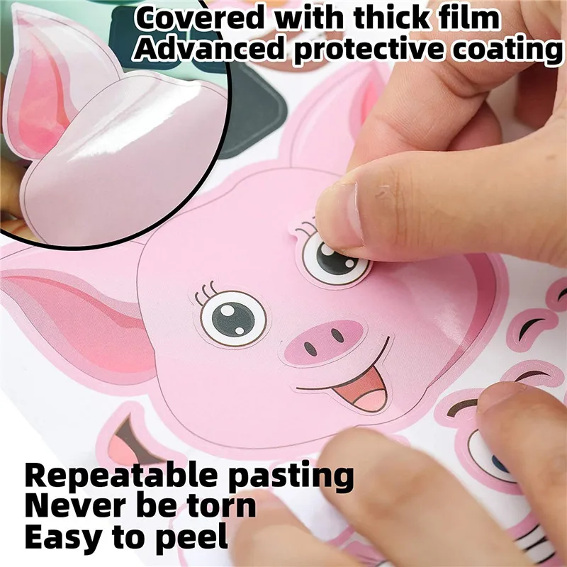 Pegatinas DIY para ni&ntilde;os, juegos de rompecabezas para ni&ntilde;os, juguetes de ensamblaje de animales para ni&ntilde;as y ni&ntilde;os, regalo de cumplea&ntilde;os para ni&ntilde;os-4