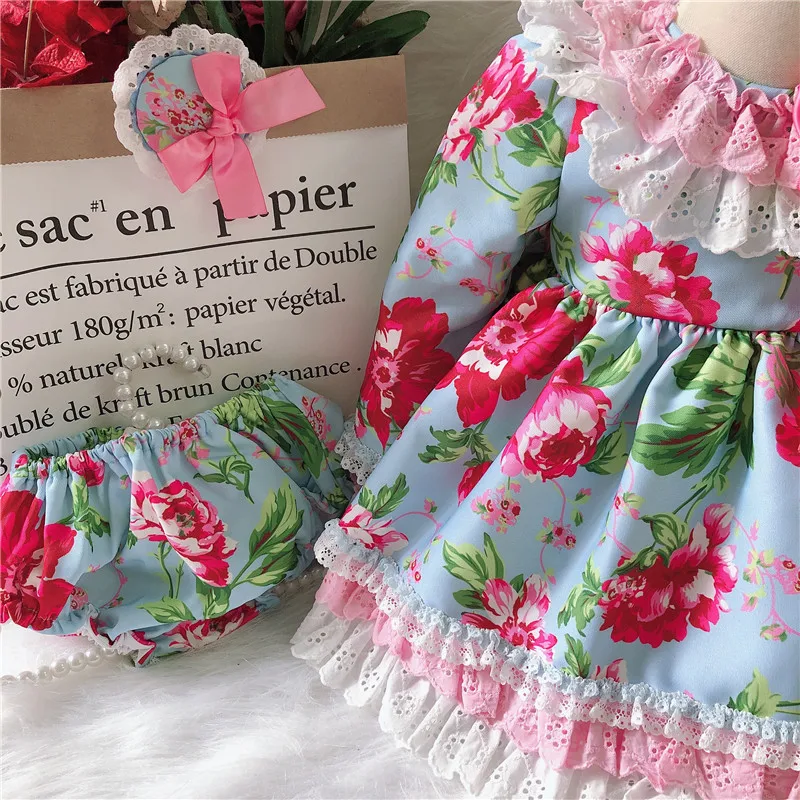 Осенне-зимнее винтажное испанское платье с длинными рукавами для маленьких