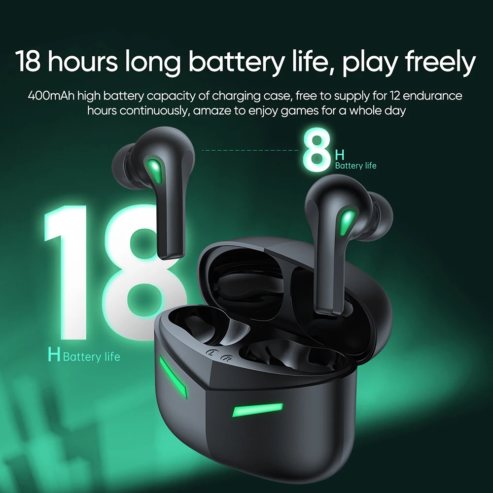 

TWS Bluetooth 5.0 Earbuds For Game Mic Gaming Touch Control 65ms Low Latency Stereo 18H Playtime Waterproof Headsets For iPhone