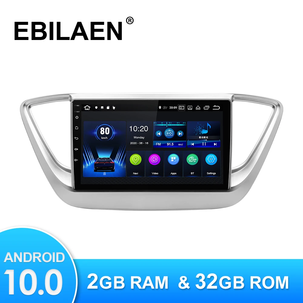 Автомобильный мультимедийный плеер на платформе Android 10 0 для Hyundai Solaris/Verna 2017-2020