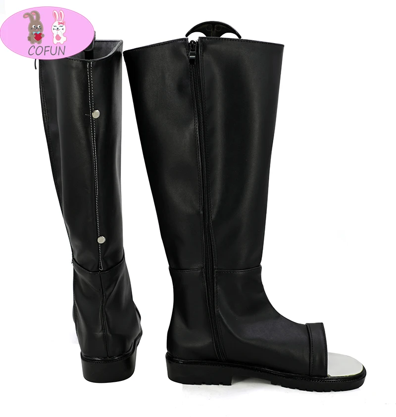 

COFUN Anime Naruto Haruno Sakura Black Peep Toe Boots Cosplay Party Shoes