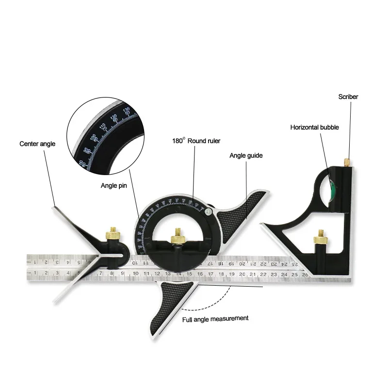 Многофункциональная угловая линейка Shahe 300 мм цифровая транспортир