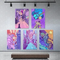 canvas painting hd purple city build street printed home decoration pictures dinosaur poster wall art for living room artwork