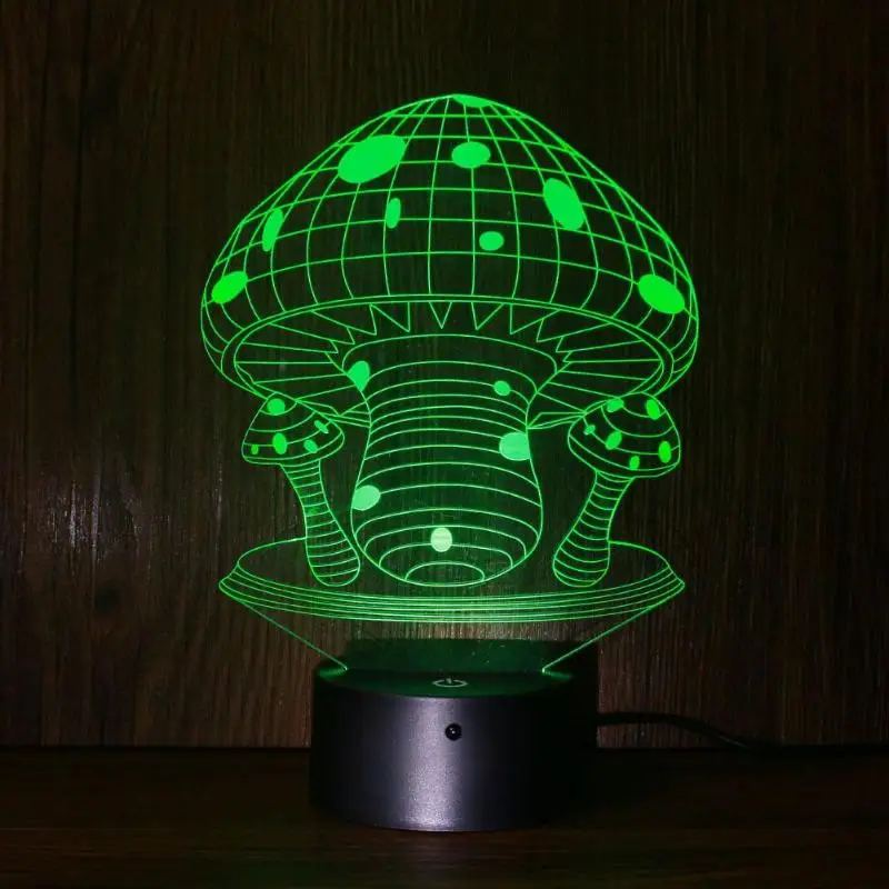 Акриловые лотоса 3D светодиодный в форме гриба Ночной светильник 7 цветов