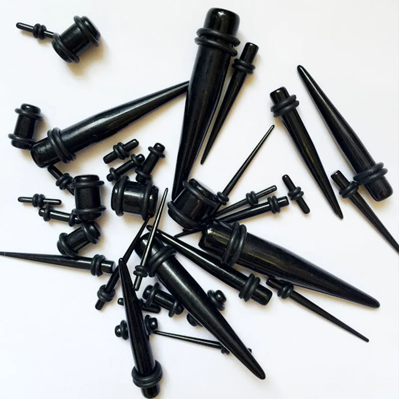 Новинка 18 шт/2 шт Набор для пирсинга черных ушей 00 г-14 г Tapers Plug Tunnel XIN