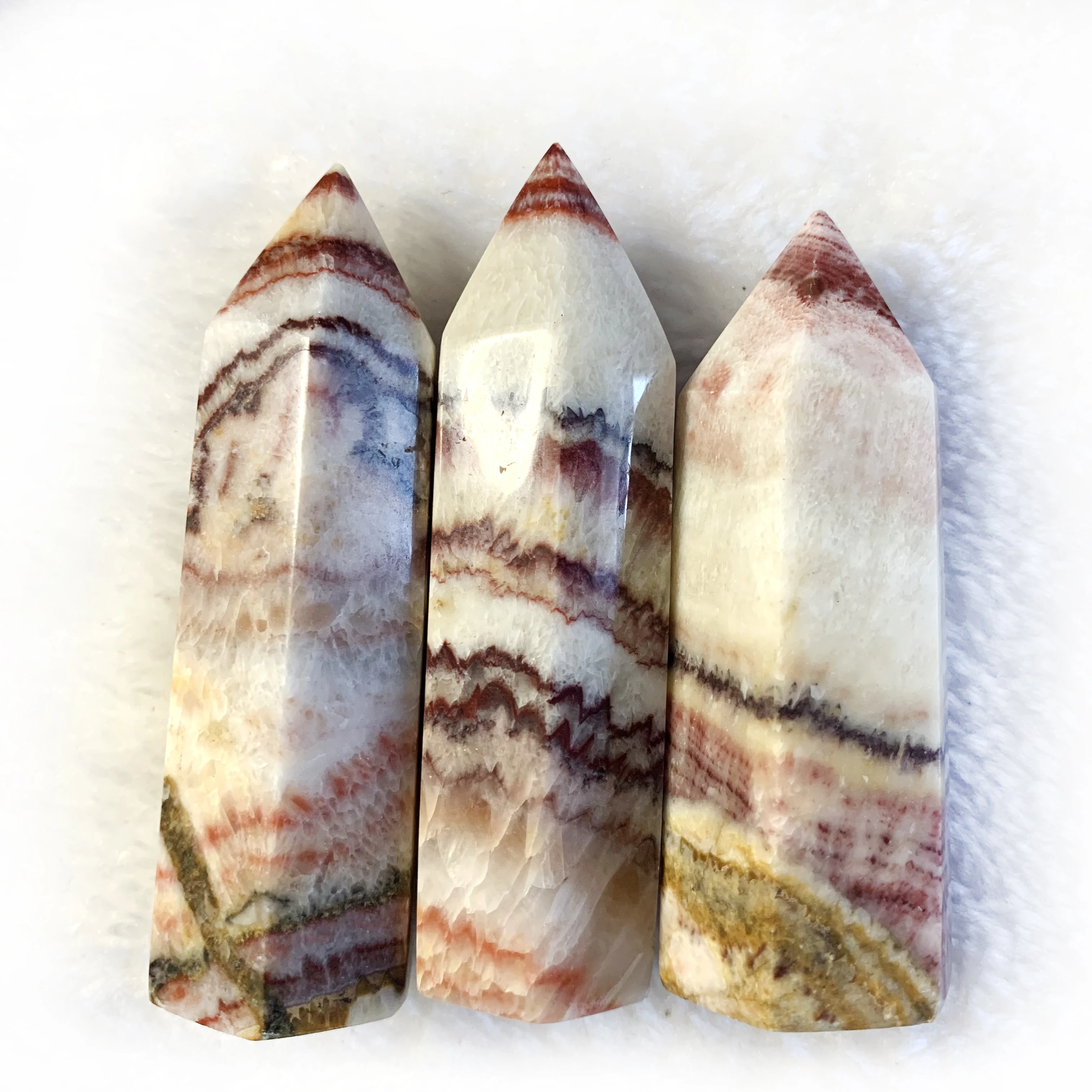 

DS 1pcs Natural Rhodochrosite Wand Point Quartz Crystal Wand Point Healing Hexagonal Magic Point Wand Gifts