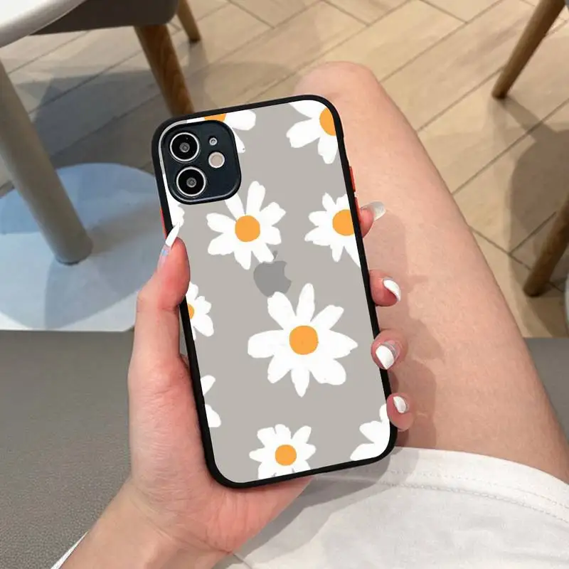 

Ins Colorful Flower Phone Case Matte Bumper For iphone12 11 Pro Max X XS Max XR 7 8 Plus 12mini Translucent Cover