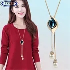 BYSPT Женская квадратная Цепочка с кристаллами, длинная цепочка с ювелирным кулоном, простое декоративное ожерелье