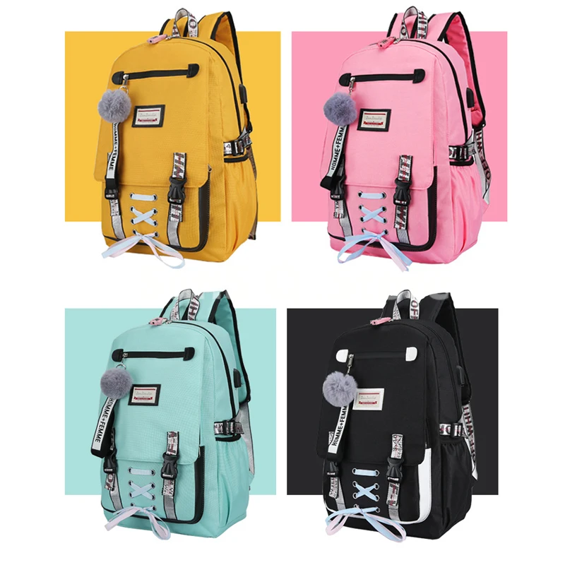 Портфели с замком для девочек-подростков школьный рюкзак Антивор Usb и защитой от