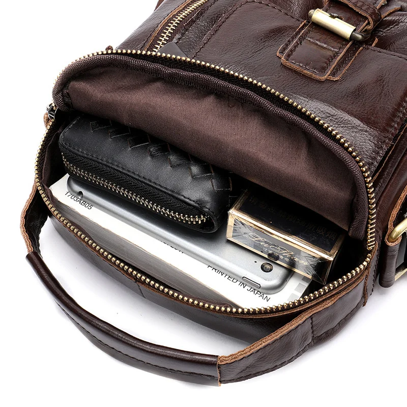 Винтажная мужская сумка через плечо наплечный ремень из телячьей кожи верхний