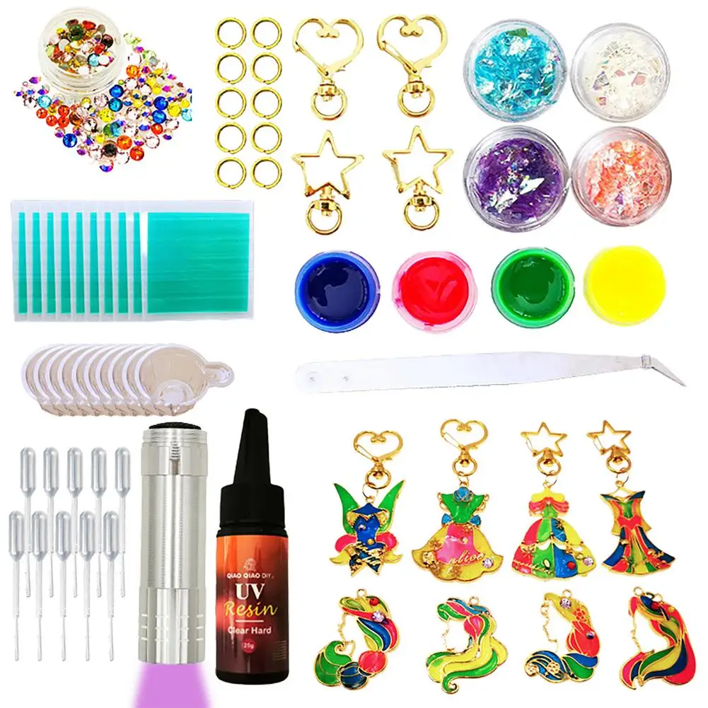 

Набор для начинающих из УФ-смолы, полный набор для начинающих из светлой эпоксидной смолы, для рукоделия, изготовления брелоков, ожерелья, п...