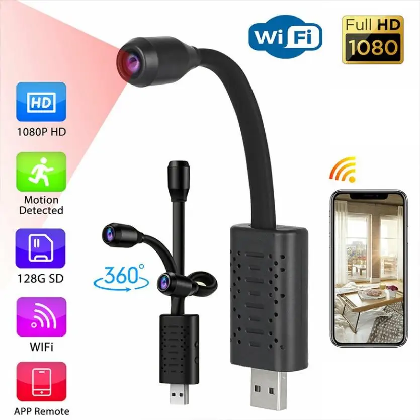 

V380 Mini Camera 1080P Webcam USB HD Smart IP Surveillance Cameras With Wifi/DV AI Detection Loop Recording Support TF Card 128G