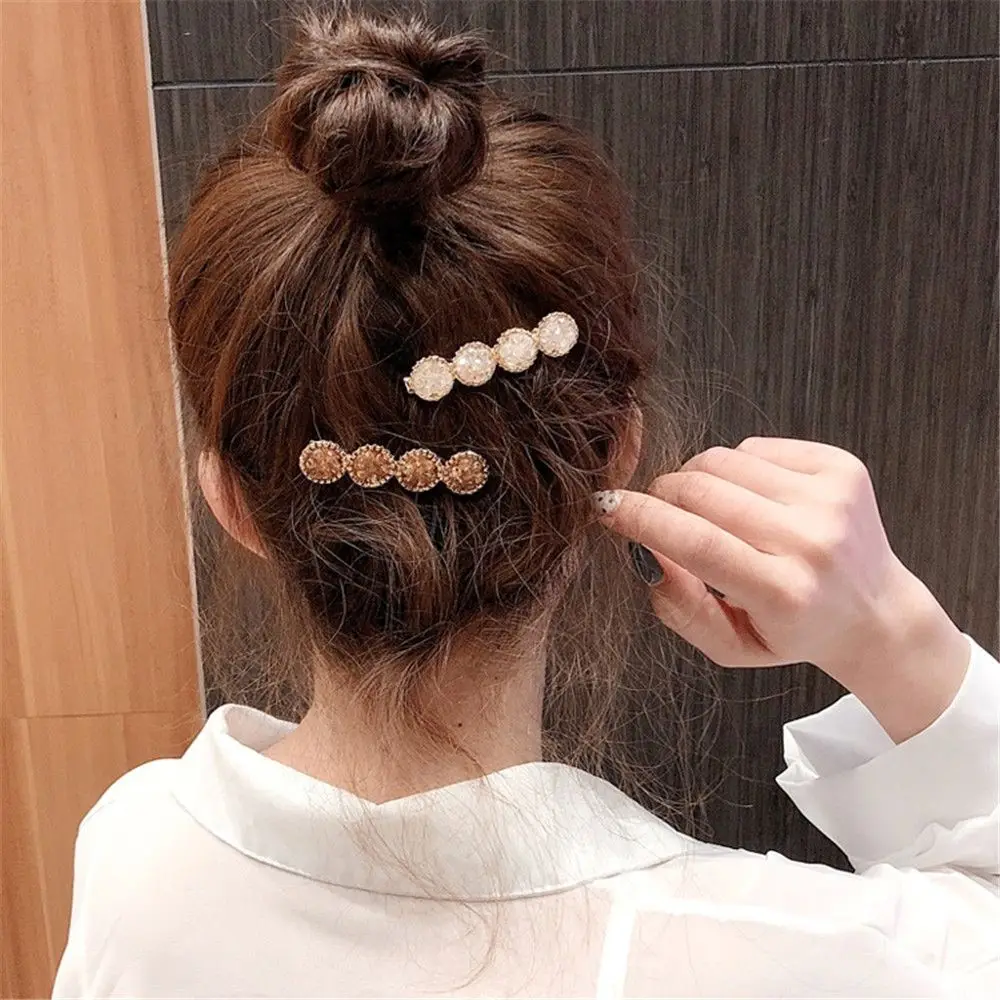 Fashion Korea Crystal Rhinestones Hair Clips Girls Hairpins Geometric Round Diamond Hairgrip Women Barrette Accessories | Красота и