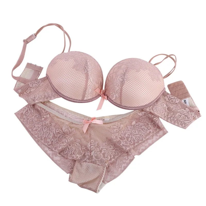 

Solid Sexy Lingerie Women Underwear Lace Bra Set Cotton Embroidery Underwear Push Up Bra Tracksuit Top